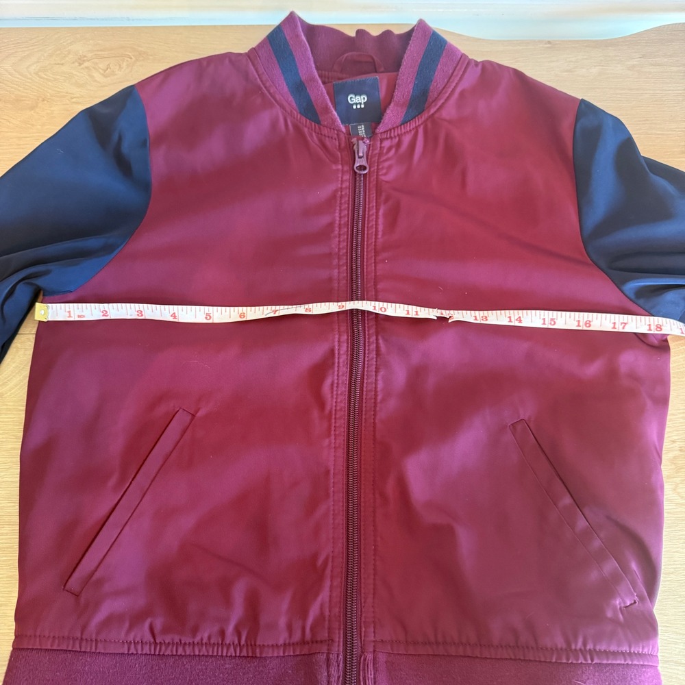 Gap Kids Burgundy Navy Blue Colorblock Zip Up Varsity Bomber Jacket Size S Small - Picture 4 of 7